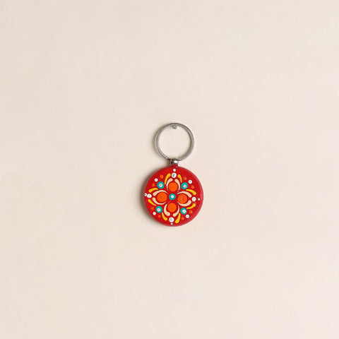 Handpainted Mandala Art Wooden Keychain 93