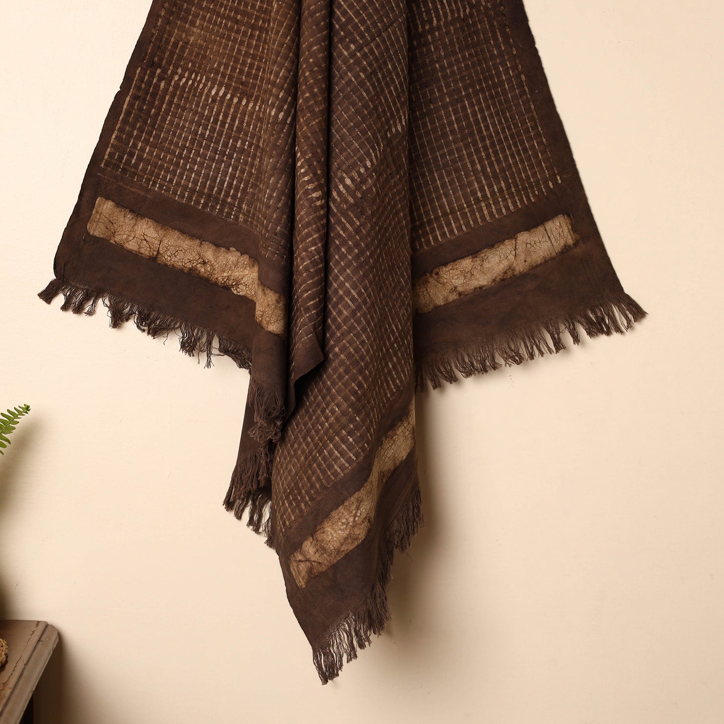 Brown - Handloom Block Printed Cotton Bindaas Towel 35