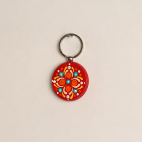Handpainted Mandala Art Wooden Keychain 93