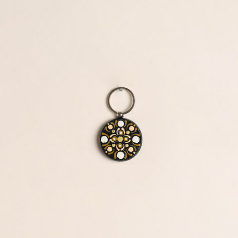 Handpainted Mandala Art Wooden Keychain 94