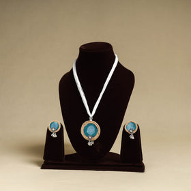 White - handmade gs jute fabart necklace set 03