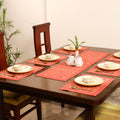 Orange - Barmer Applique Cutwork Dining Table Runner with Mat Set 06