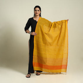 Buy Yellow Handloom Cotton Srikakulam Jamdani Dupatta