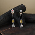 German Silver-Plated Ethnic Drop Earrings