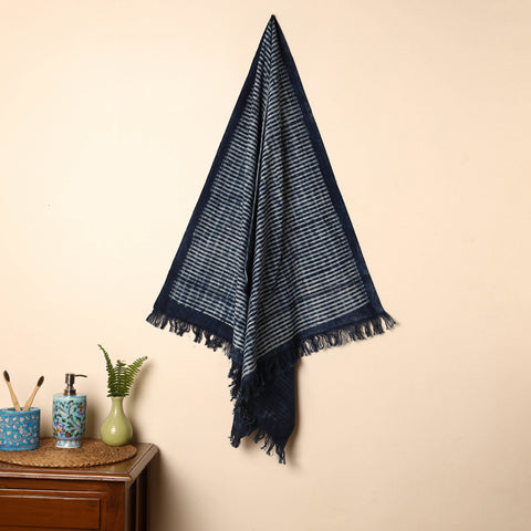 Blue - Handloom Block Printed Cotton Bindaas Towel 33