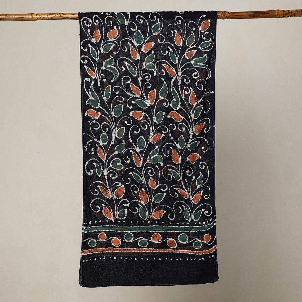 Black - Hand Batik Printed Mul Cotton Stole 33