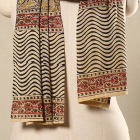 Yellow - pedana natural dyed cotton kalamkari stole 25