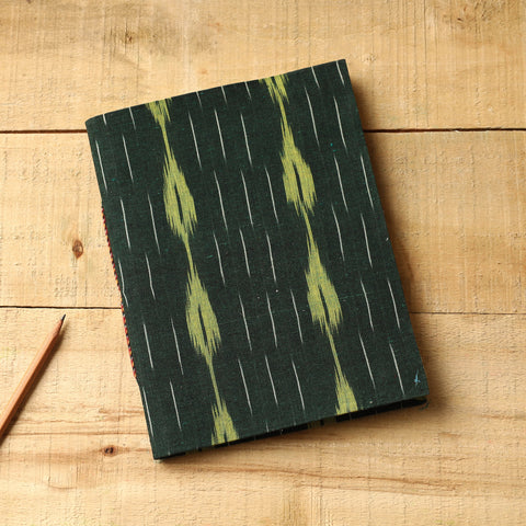 Green - Ikat Fabric Cover Handmade Paper Notebook (9 x 7 in)