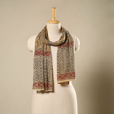 Yellow - pedana natural dyed cotton kalamkari stole 25