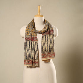 Yellow - pedana natural dyed cotton kalamkari stole 25