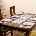 Grey - Barmer Applique Cutwork Dining Table Runner with Mat Set 07