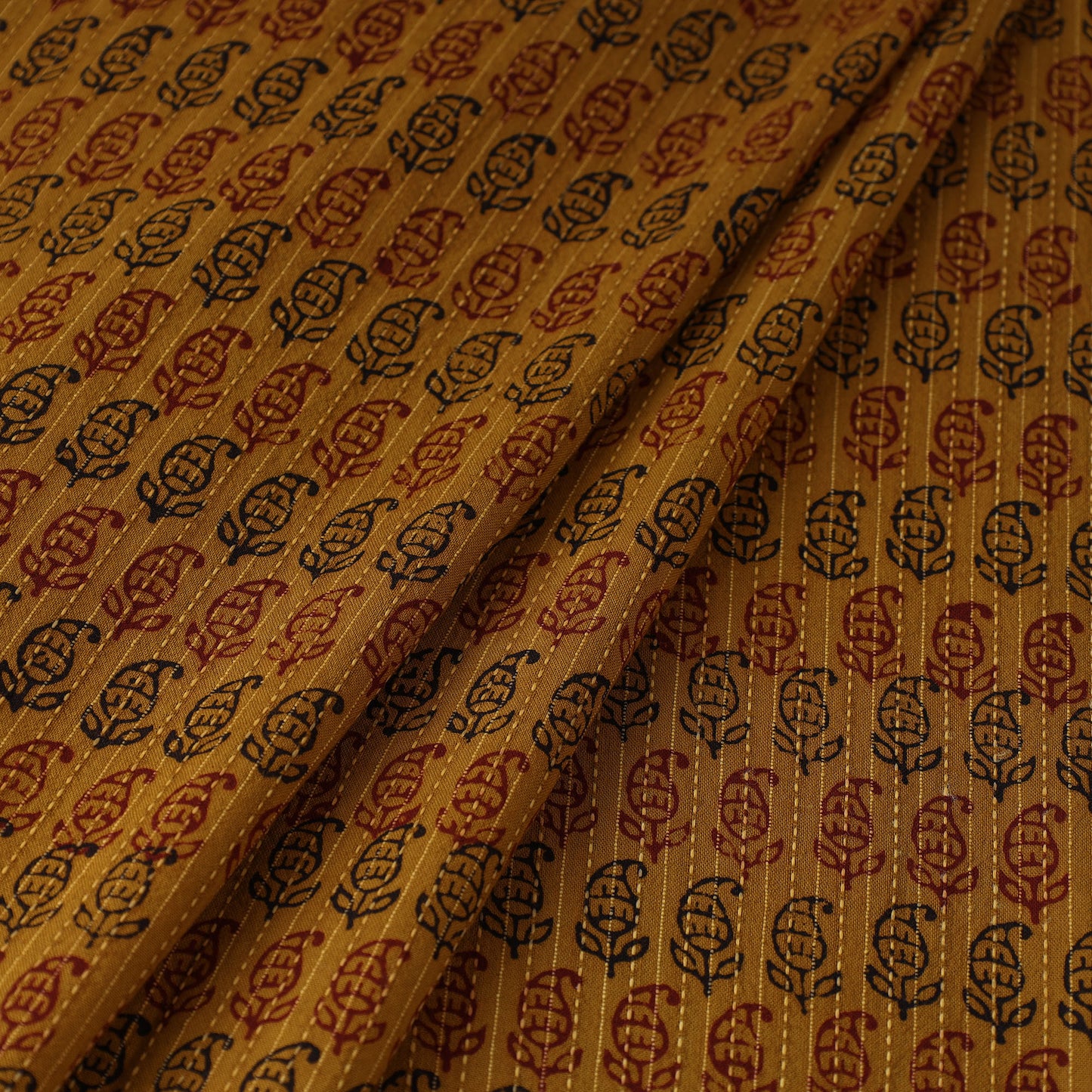 Buy Bagh Block Printed Kantha Style Cotton Fabric 10 Online at iTokri.com