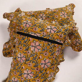 Mustard yellow - set of 2 bagru cotton frill pillow covers