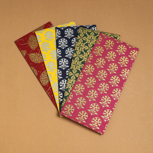 Floral Printed Handcrafted Notecards with Envelopes (Assorted Set of 5)