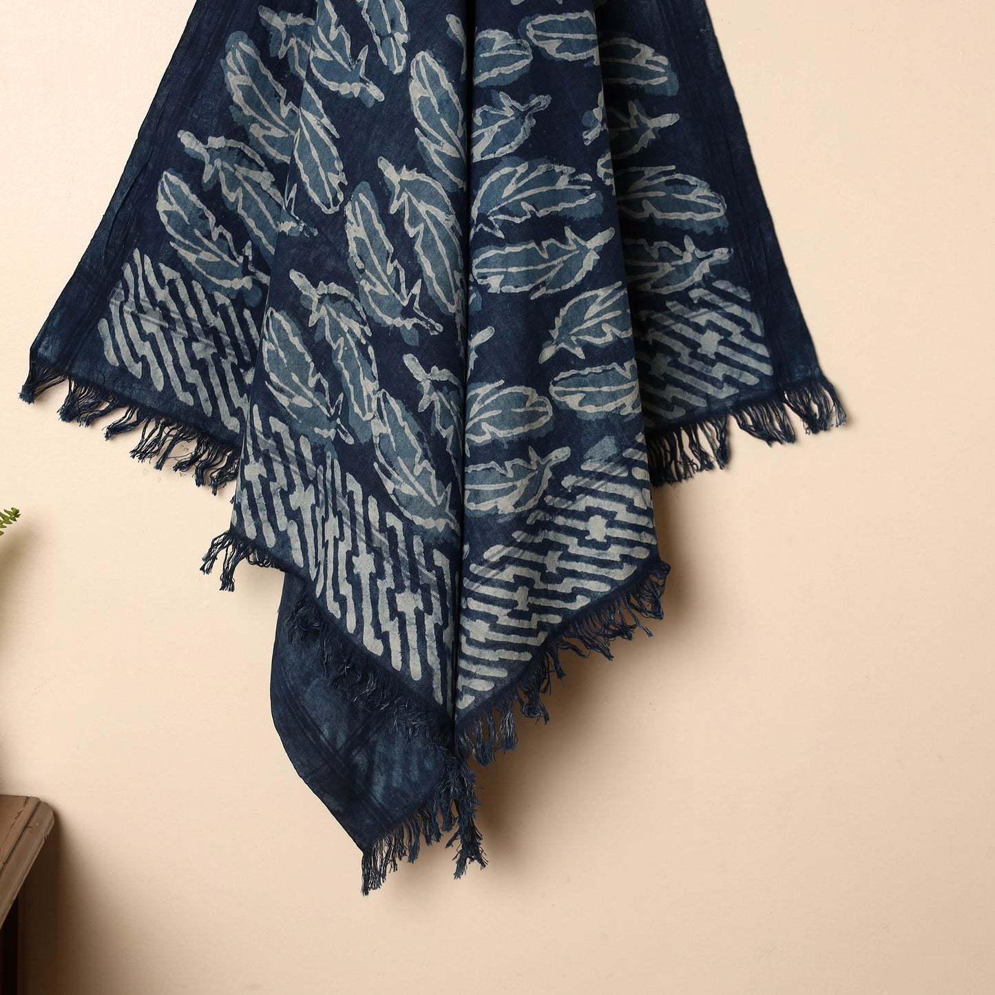 Blue - Handloom Block Printed Cotton Bindaas Towel 32