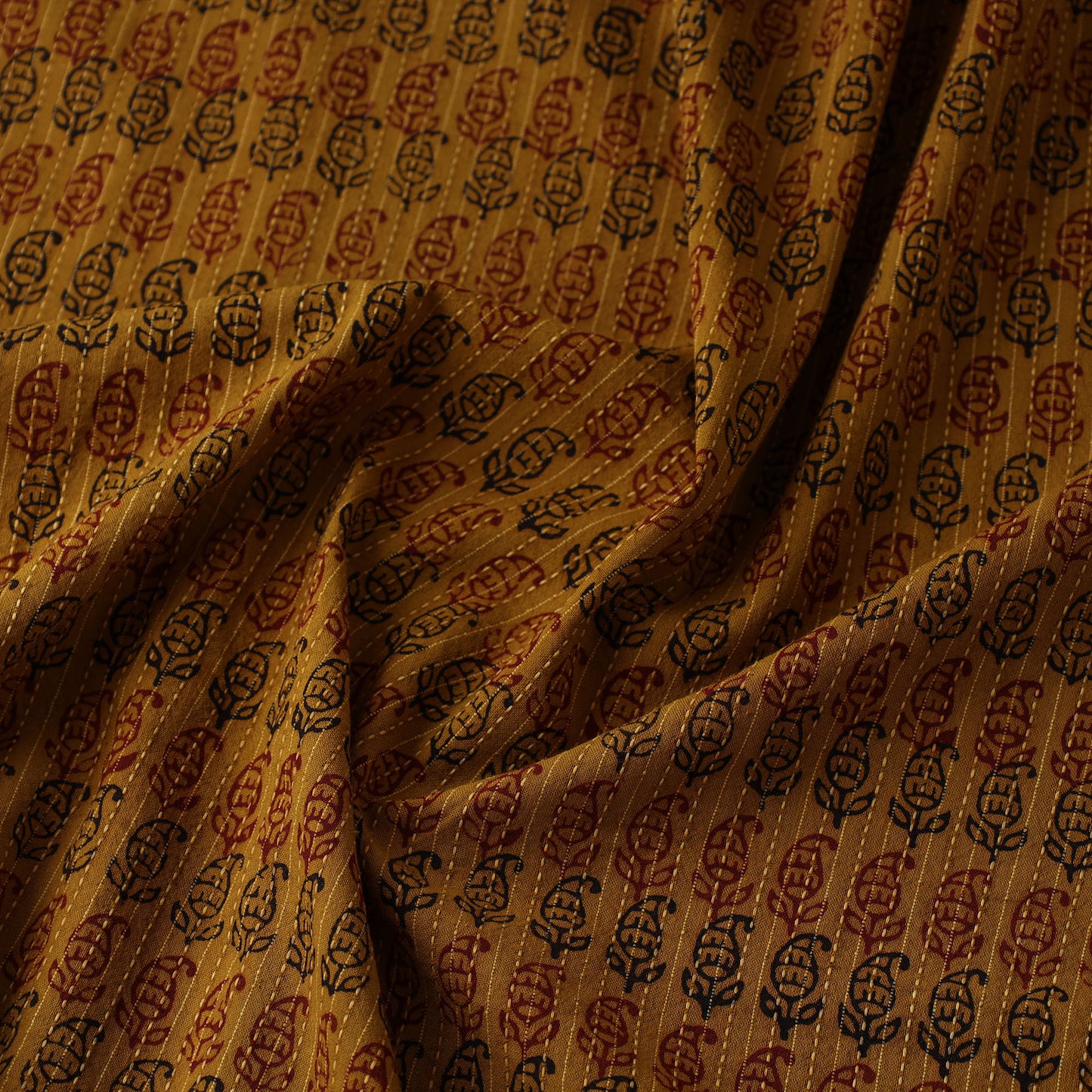 Buy Bagh Block Printed Kantha Style Cotton Fabric 10 Online at iTokri.com