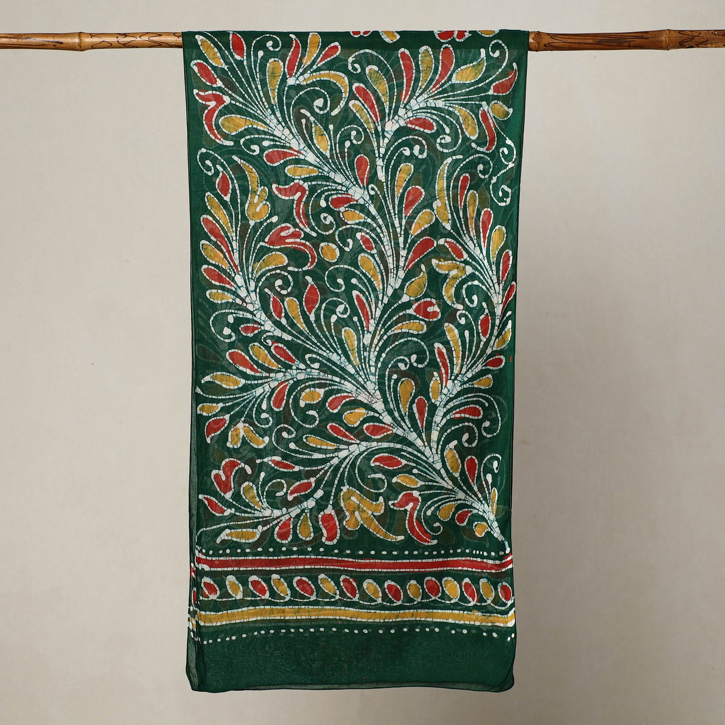 Green - Hand Batik Printed Mul Cotton Stole 30