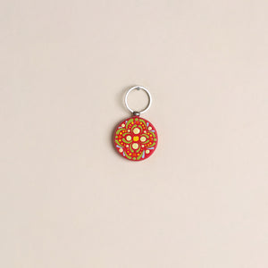 Red - Handpainted Mandala Art Wooden Keychain 48