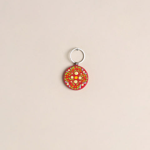 Handpainted Mandala Art Wooden Keychain 48