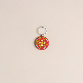Handpainted Mandala Art Wooden Keychain 48