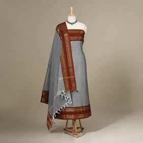 Grey - 2pc unstitched kandangi chettinad cotton dress