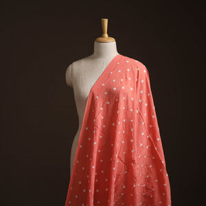 Peach - Kutch Bandhani Tie-Dye Pure Mul Cotton Fabric 34
