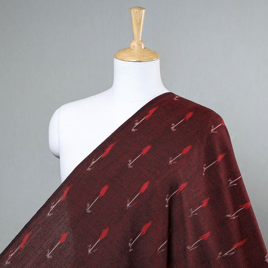 Red Rose Boota On Maroon Pochampally Ikat Weave Cotton Fabric