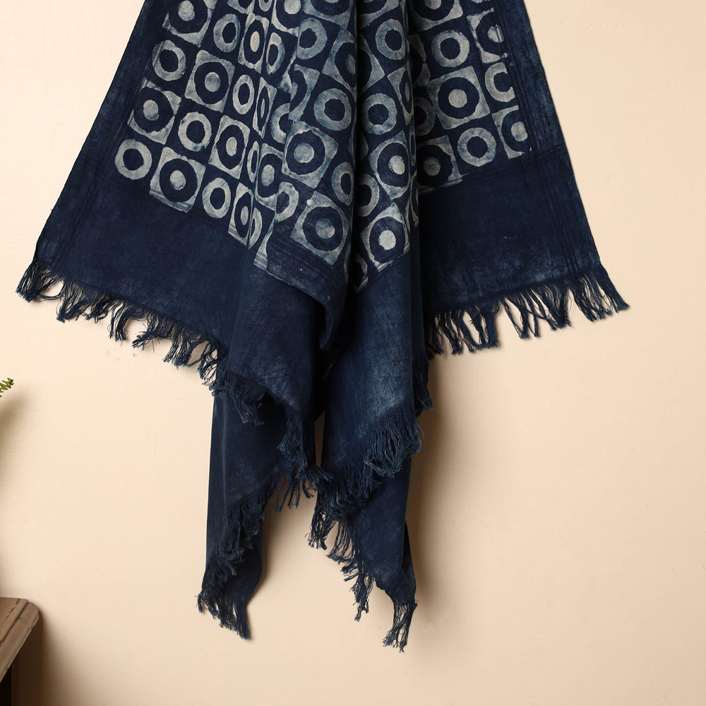 Blue - Handloom Block Printed Cotton Bindaas Towel 27