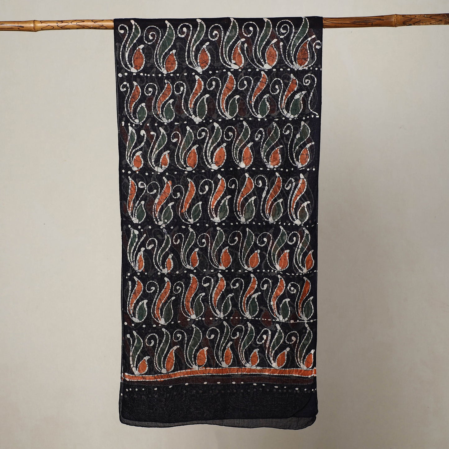 Black - Hand Batik Printed Mul Cotton Stole 21