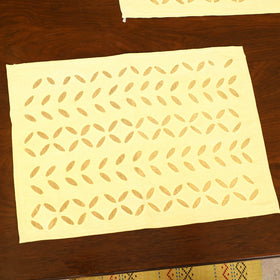 Yellow - Barmer Applique Cutwork Dining Table Runner with Mat Set 09