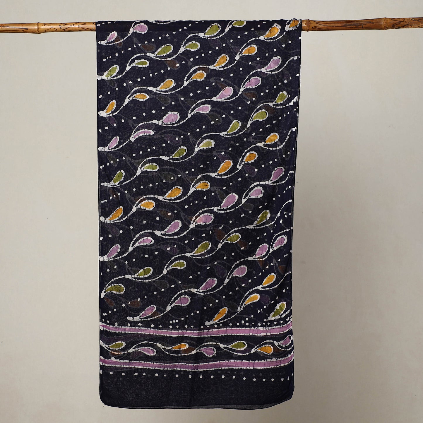 Black - Hand Batik Printed Mul Cotton Stole 19