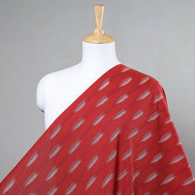 Buy Feather Shaped Butta On Red Pochampally Ikat Weave Cotton Fabric l iTokri.com