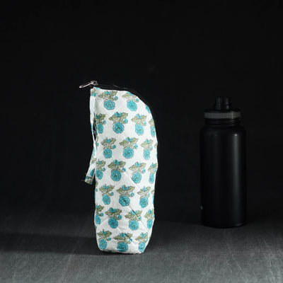 Blue Handmade Cotton 1L Water Bottle Cover