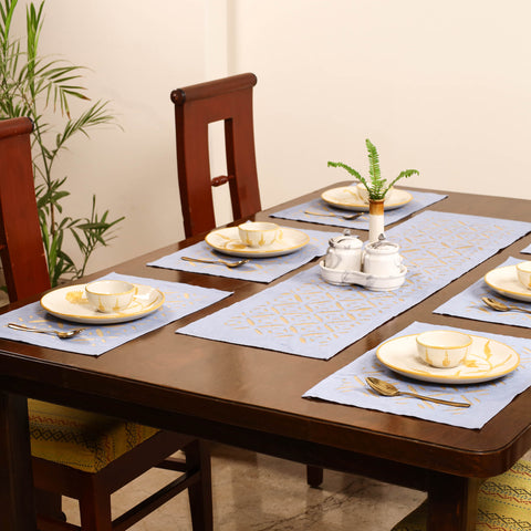 Barmer Applique Cutwork Dining Table Runner with Mat Set 11