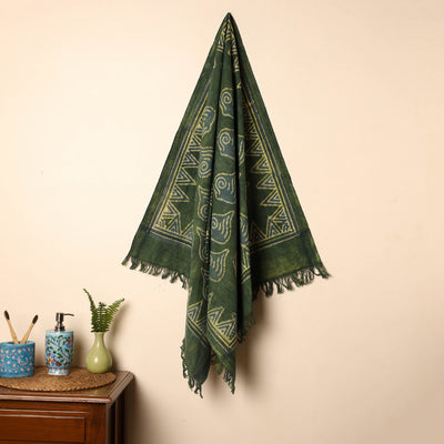 Green - Handloom Block Printed Cotton Bindaas Towel 22