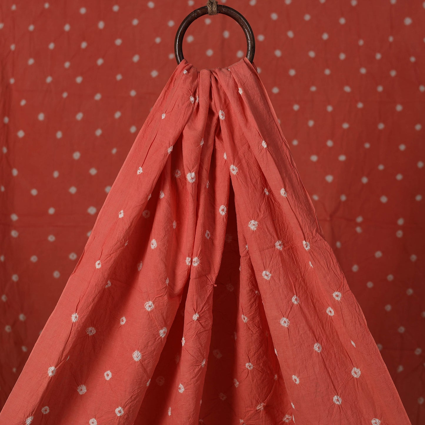 Peach - Kutch Bandhani Tie-Dye Pure Mul Cotton Fabric 34