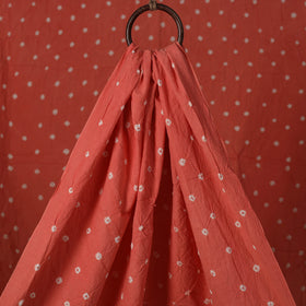 Peach - Kutch Bandhani Tie-Dye Pure Mul Cotton Fabric 34