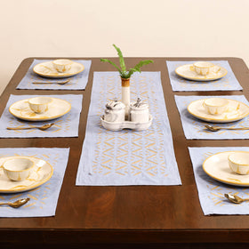 Barmer Applique Cutwork Dining Table Runner with Mat Set 11