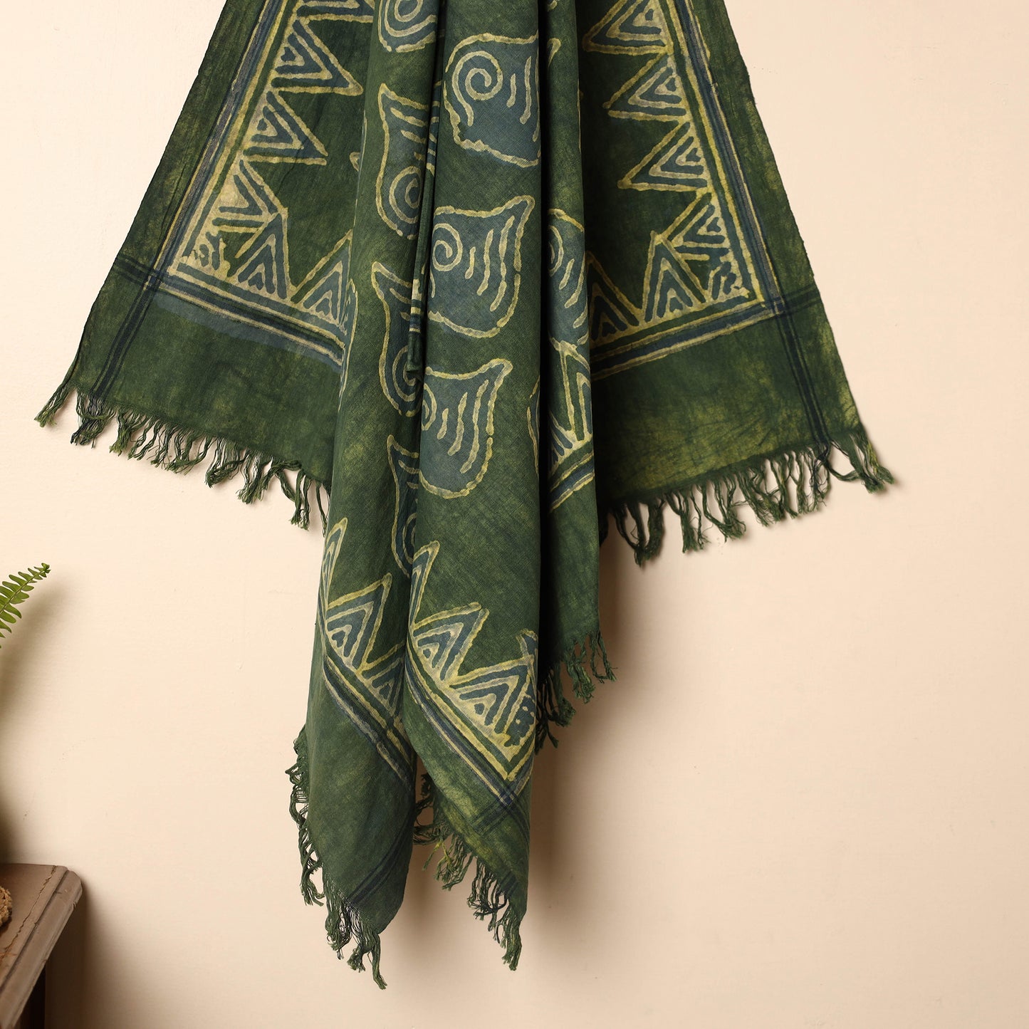 Green - Handloom Block Printed Cotton Bindaas Towel 22