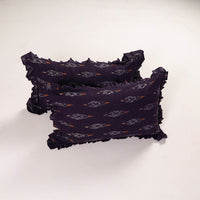 Purple - Set of 2 Pochampally Ikat Cotton Frill Pillow Covers 25