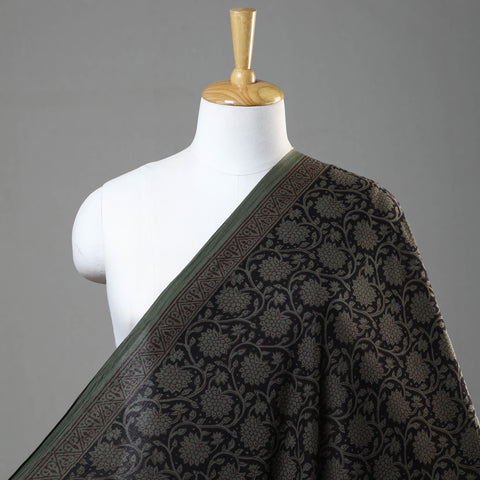 Black - Bagh Hand Block Printed Mul Cotton Fabric 02