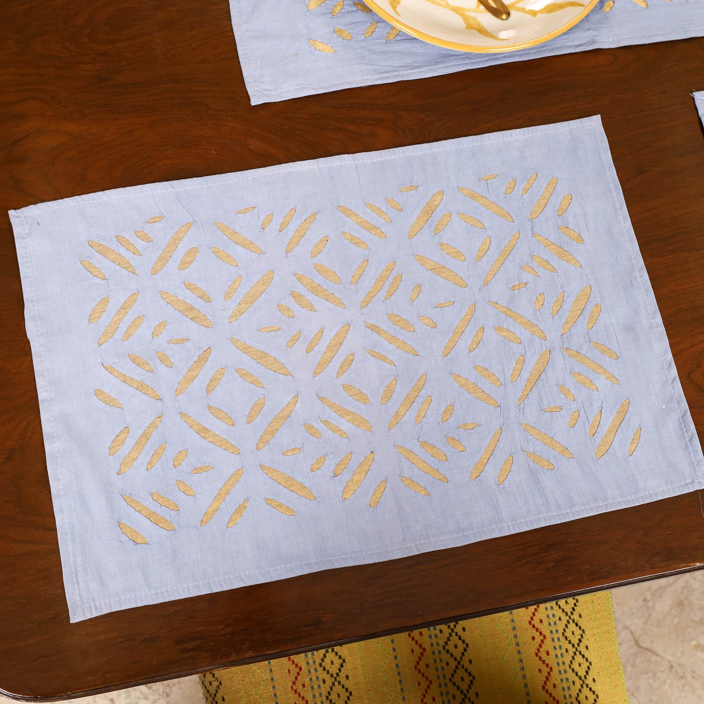 Barmer Applique Cutwork Dining Table Runner with Mat Set 11