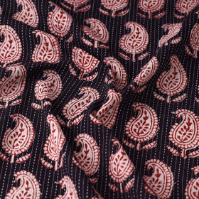 Black - Bagh Block Printed Kantha Style Cotton Fabric 16