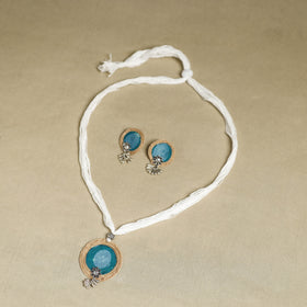 White - handmade gs jute fabart necklace set 03