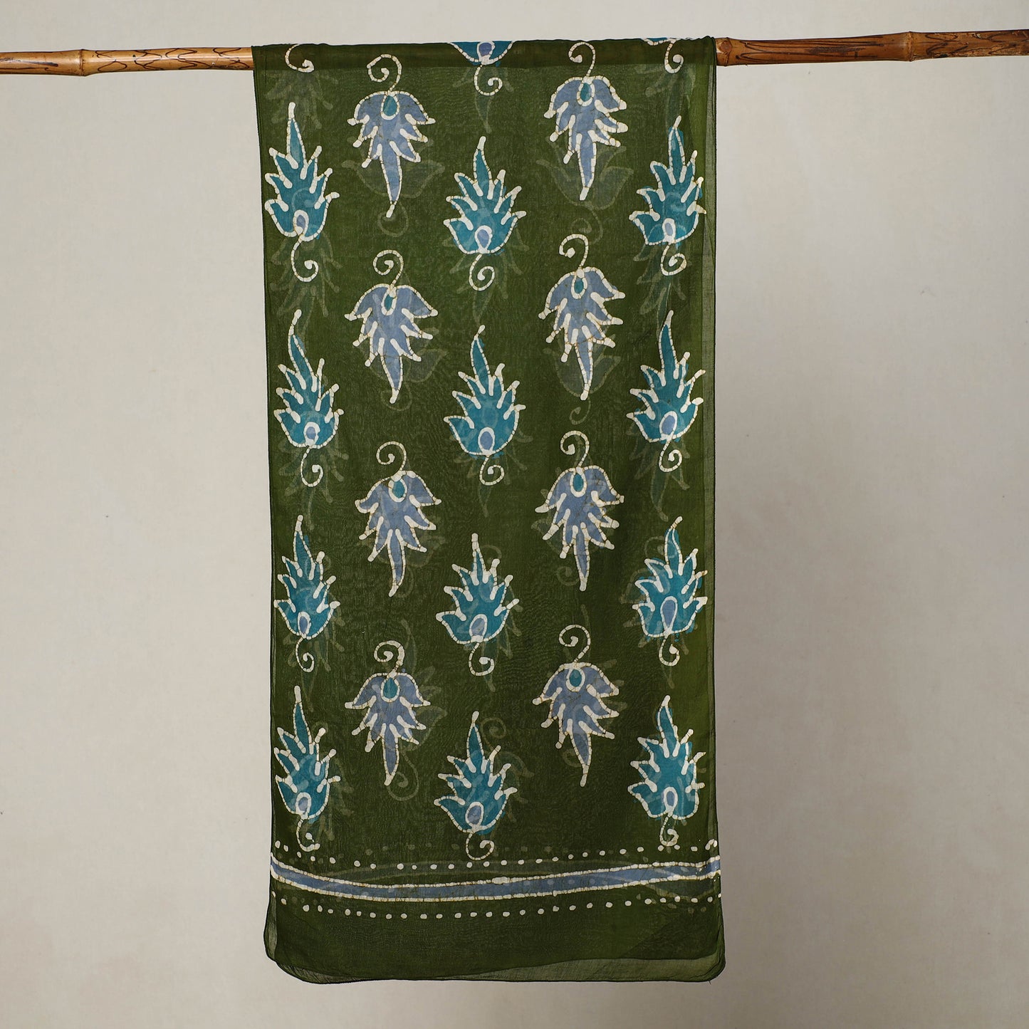 Green - Hand Batik Printed Mul Cotton Stole 11