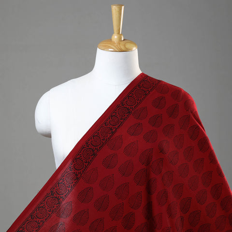 Red - Bagh Hand Block Printed Mul Cotton Fabric 03