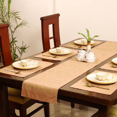 Barmer Applique Cutwork Dining Table Runner with Mat Set 12