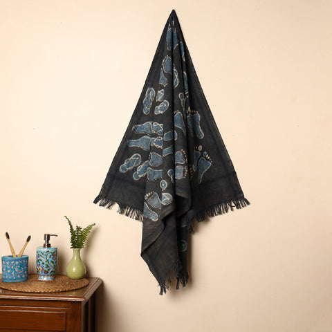 Black - Handloom Block Printed Cotton Bindaas Towel 20