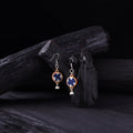 WHE Indigo Handmade Repurposed Fabric & Wood Earrings 03