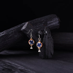 WHE Indigo Handmade Repurposed Fabric & Wood Earrings 03